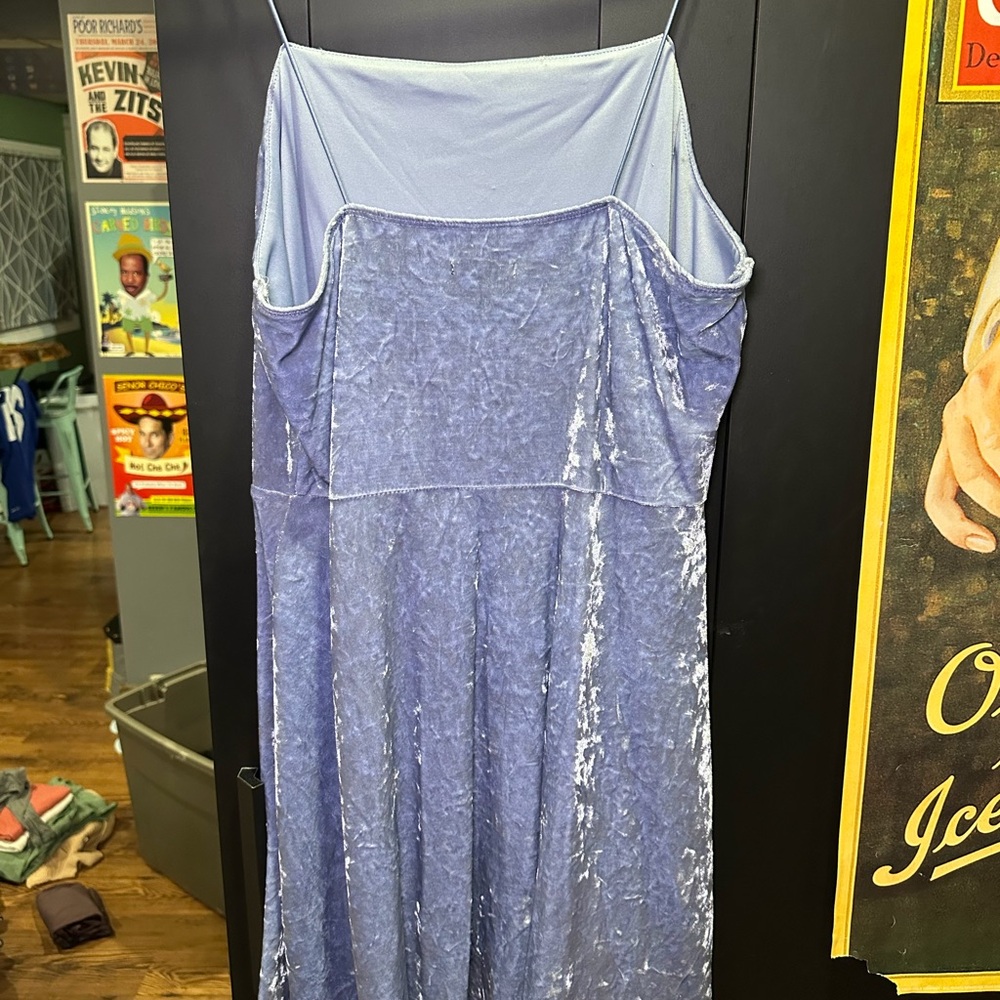 Lavender/Blue Velvet Spaghetti Strap Dress - L - Picture 2 of 4